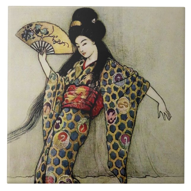Carreau « Le Peigne d'or » par Warwick Goble (Devant)