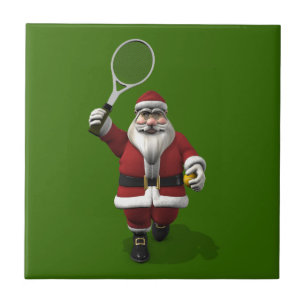 Carreau Le Père Noël Jouant Au Tennis
