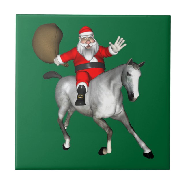Carreau Le Père Noël Monte Un Cheval Gris (Devant)