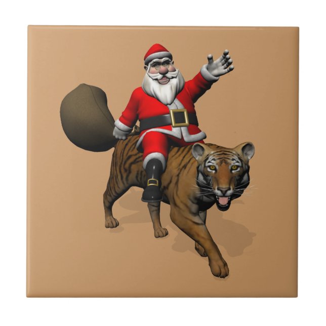 Carreau Le Père Noël Monte Un Tigre (Devant)