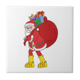 Carreau Le Père Noël porte de grosses bottes jaunes