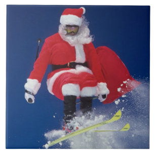 Carreau Le père noël sur sauter de skis outre d'une
