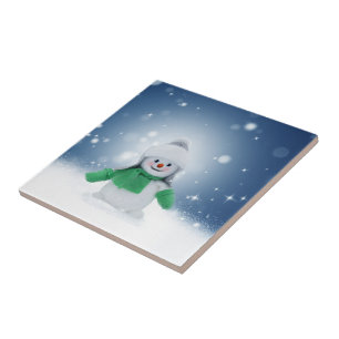 Carreau Le personnage de bonhomme de neige de Noël adorabl