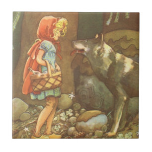 Carreau Le Petit Chaperon Rouge, Conte de Fées Vintage