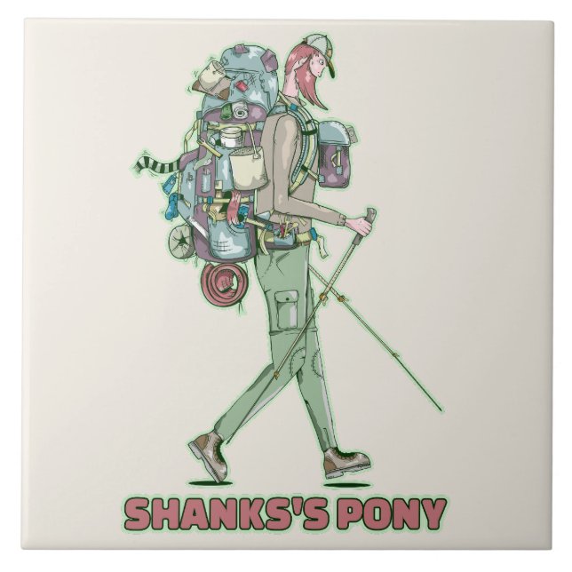 Carreau Le poney de Shanks randonneur drôle marche (Devant)