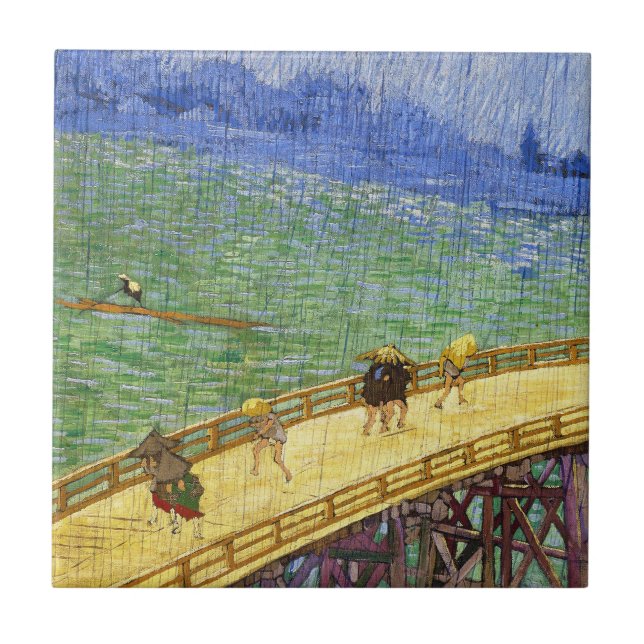 Carreau Le Pont dans la pluie Vincent van Gogh fine art (Devant)