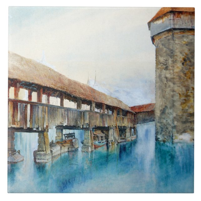 Carreau Le pont de la Chapelle à Lucerne (Suisse) (Devant)