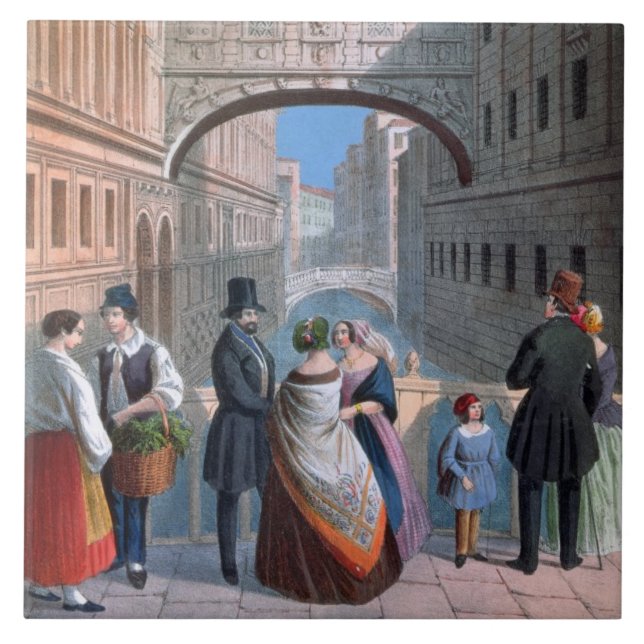 Carreau Le pont des soupirs, Venise, gravée par Brizeghel (Devant)
