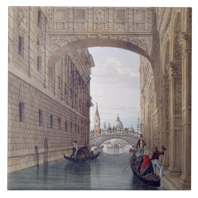 Carreau Le pont des soupirs, Venise, gravée par Lefevre ( (Devant)