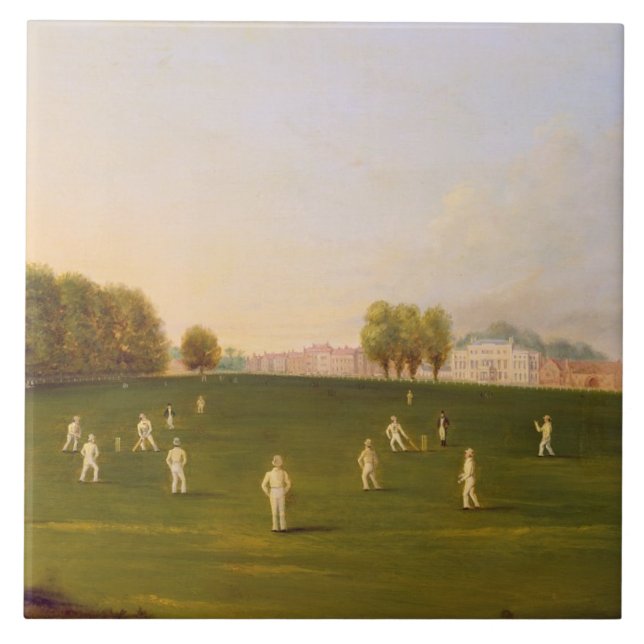 Carreau Le premier match grand du cricket a joué par des (Devant)