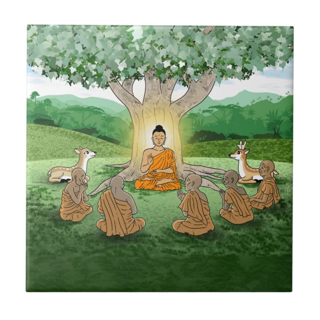 Carreau Le premier sermon d'enseignement de bouddha Carrel (Devant)