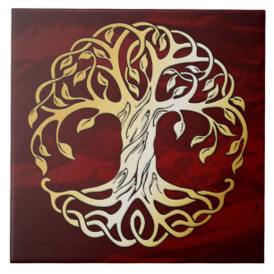 Carreau Le rituel médiéval rouge rouge de sorcellerie