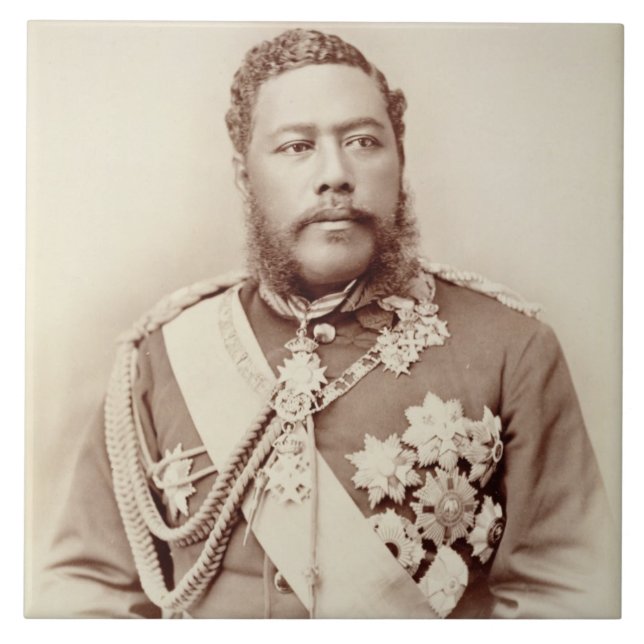 Carreau Le Roi Kalakaua (1836-91), c19th en retard (photo (Devant)