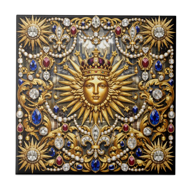 Carreau Le Roi Soleil Versailles français orné (Devant)