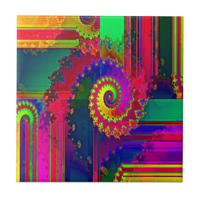 Carreau Le saignement colore la fractale (Devant)