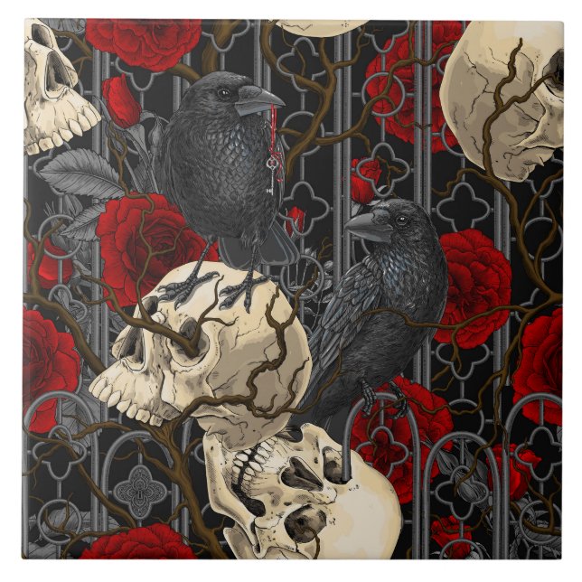 Carreau Le secret de Raven. Illustration gothique sombre e (Devant)
