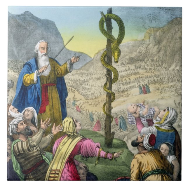 Carreau Le serpent d'airain, d'une bible imprimée par (Devant)
