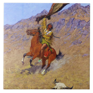 Carreau « Le Signal » Art occidental de Frederic Remington
