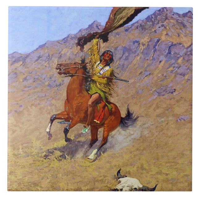 Carreau « Le Signal » Art occidental de Frederic Remington (Devant)