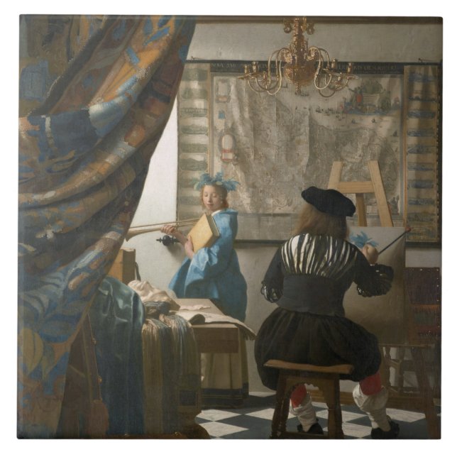 Carreau Le studio de l'artiste, c.1665-66 (huile sur la (Devant)