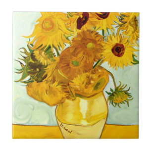 Carreau Le tournesol jaune de Vincent van Gogh peignant