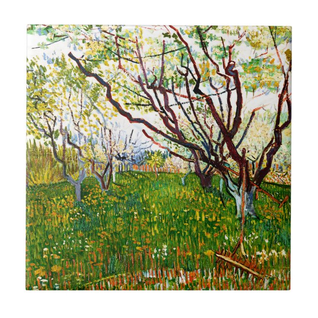 Carreau Le verger à fleurs (1888) par Vincent Van Gogh (Devant)