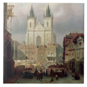 Carreau Le vieux marché à Prague, 1881 (huile sur le canva