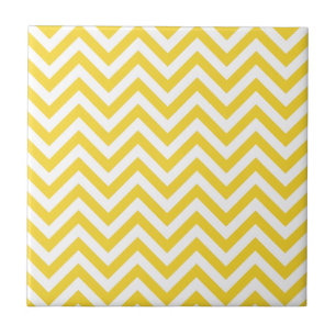 Carreau Le zigzag jaune et blanc barre le motif de Chevron