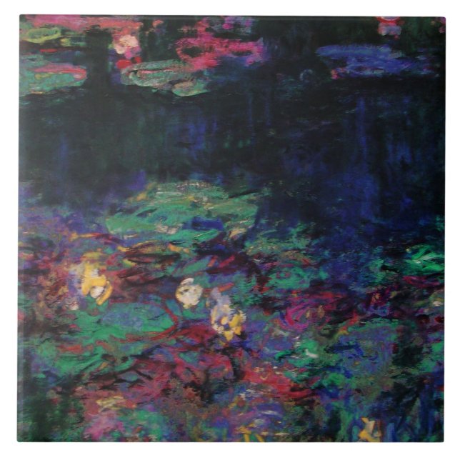 Carreau L'EAU MENSONGE VERT ÉTANG Claude Monet Flore foncé (Devant)