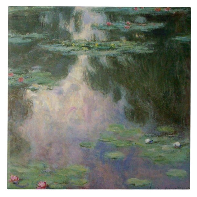 Carreau L'EAU MENSONNE EN ÉTANG VERT ROSE par Claude Monet (Devant)