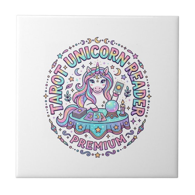 Carreau Lecteur de Tarot Licorne Premium Impression Drôle  (Devant)