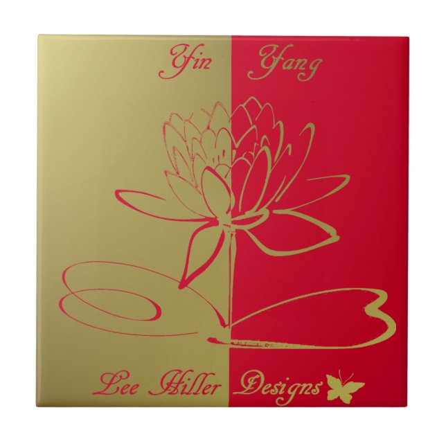 Carreau Lee Hiller Conçoit Logo Accents Gold Red (Devant)