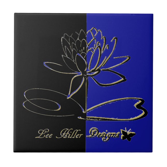 Carreau Lee Hiller Designs Accents Noir Or Bleu (Devant)