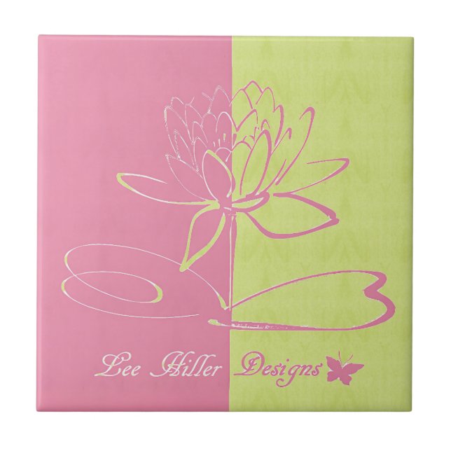 Carreau Lee Hiller Designs Logo Accents Rose Vert  (Devant)