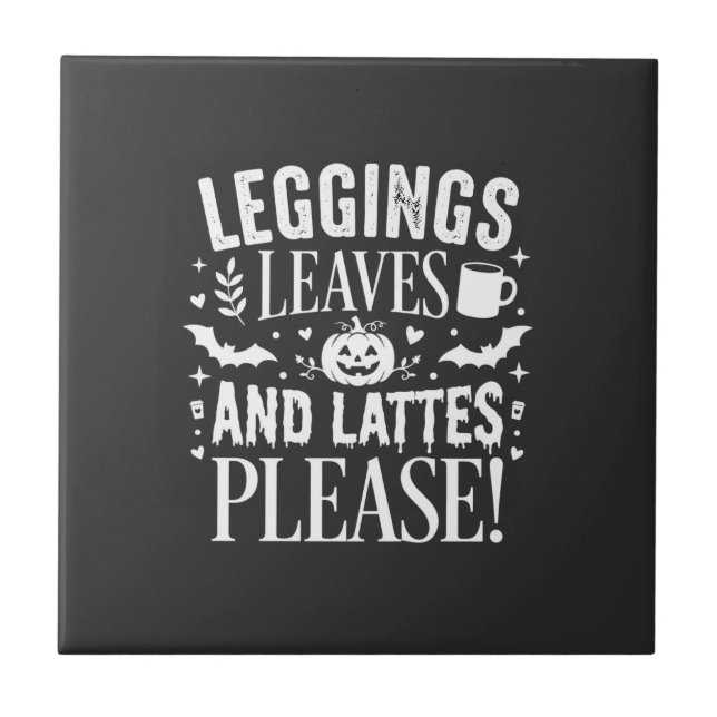 Carreau Leggings Halloween Feuilles et Lattés Café d'autom (Devant)