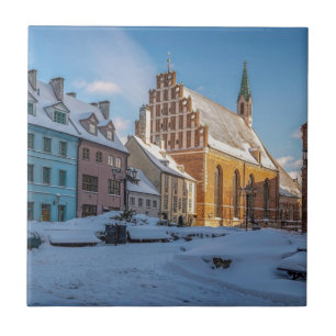 Carreau L'église Saint-Pierre en hiver à Riga, Lettonie