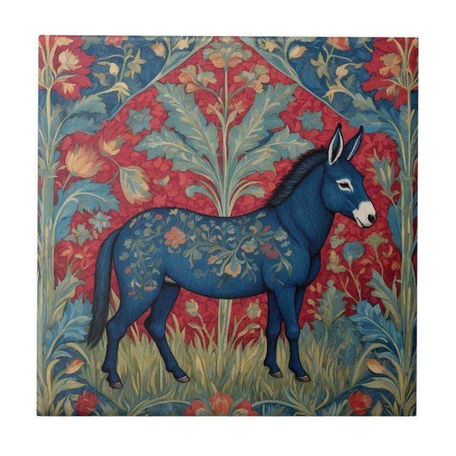 Carreau L'Élégant Donkey William Morris Inspiré Motif (Devant)