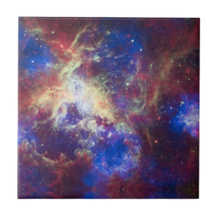 Carreau L'élégant paysage moderne de l'espace noir bleu