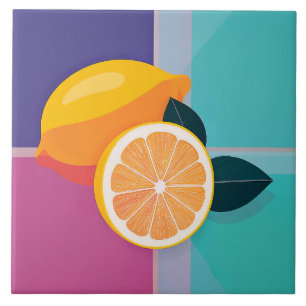 Carreau Lemons de bloc de couleur minimaliste