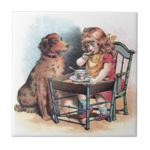 Carreau L'enfant en bas âge de observation de chien