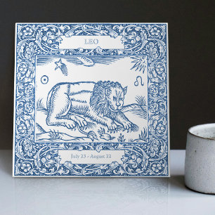 Carreau Léo signe du zodiaque vintage Delft Bleu néerlanda