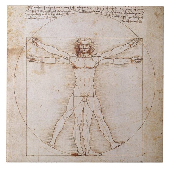 CARREAU LEONARDO DA VINCI ... VITRUVIAN MAN ... C. 1490 (Devant)