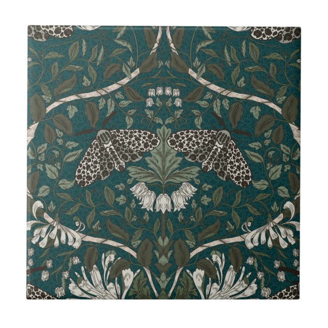 Carreau Léopard Moth et Honeysuckie Botanical Vintage (Devant)