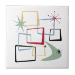 Carreau L'ère Atomique Étoiles Boomerang Carrés milieu du<br><div class="desc">Ajoutez cette lueur d'amusement et de couleur à votre cuisine ou salle de bain avec ce fabuleux carrelage en céramique moderne du milieu du siècle. Ce design présente des carrés abstraits,  des starbursts,  et un boomerang aux couleurs rouge,  vert,  bleu,  jaune et noir... si funky !</div>