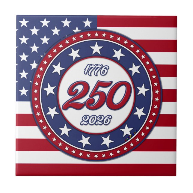Carreau Les 250 ans d'Amérique avec le drapeau des États-U (Devant)