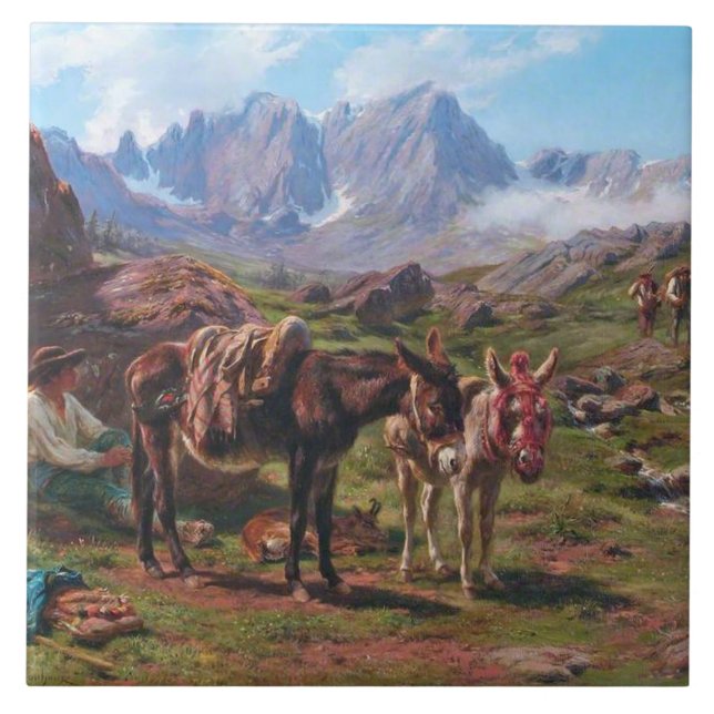 Carreau Les ânes dans les Pyrénées (Rosa Bonheur) (Devant)