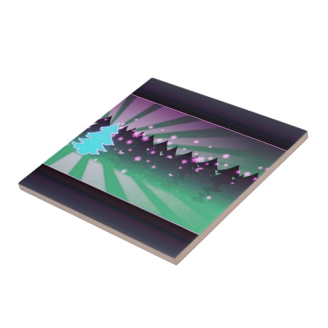 Carreau Les arbres de Noël dans les tons verts (Côté)