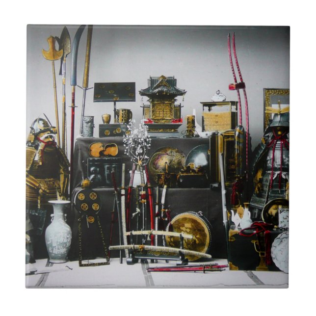 Carreau Les armes et l'armure du Japon samouraï antique (Devant)