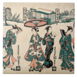Carreau Les beautés de Fukagawa.Triptyque