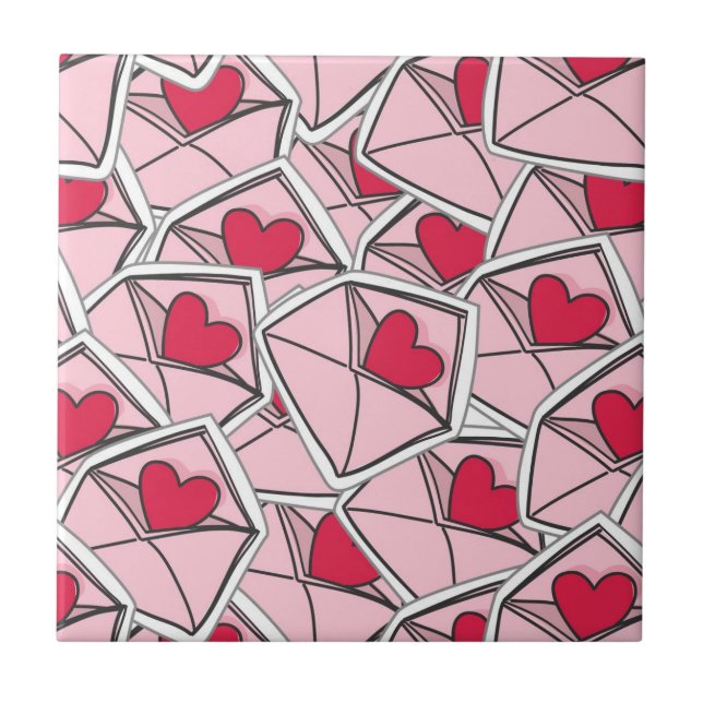 Carreau Les coeurs de Valentine sur des enveloppes (Devant)